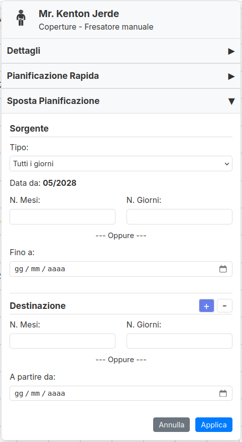Sposta Pianificazione