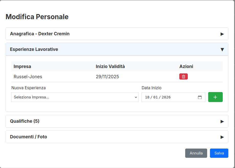 Esperienze Lavorative